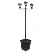 GAMA SONIC Triple Head Solar Lamp and Post set with Round Planter 14B50063
